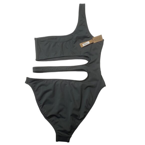 SKIMS Swim One Shoulder Monokini Gunmetal Womens Large - Picture 3 of 12